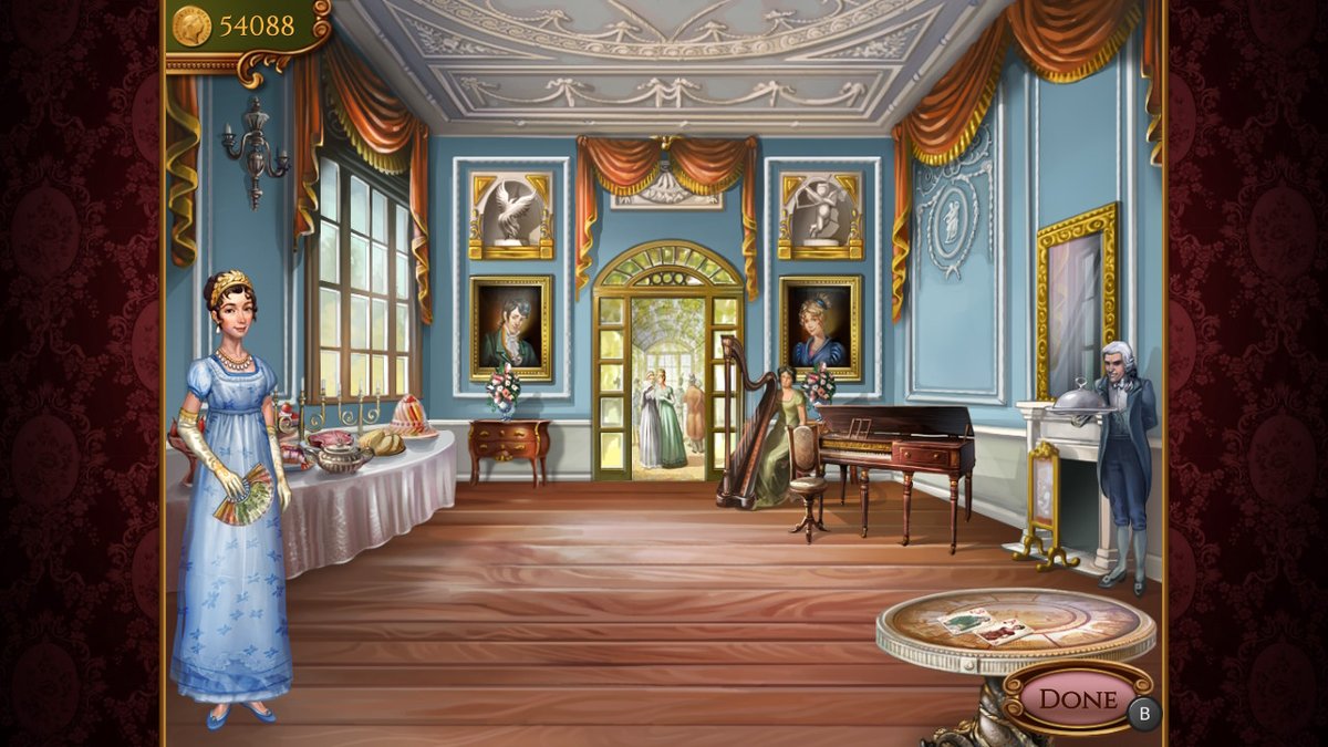 Nayuleska's tweet photo. Loving the blue walls in the ballroom & Bella's outfit. #RegencySolitaire #NintendoSwitch https://t.co/yjurFU4PXG