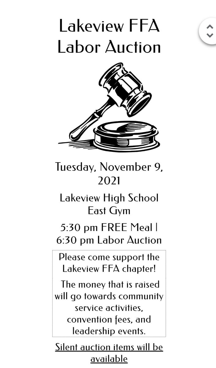 Make plans to attend the Lakeview FFA Labor Auction next Tuesday! #lakeviewvikes