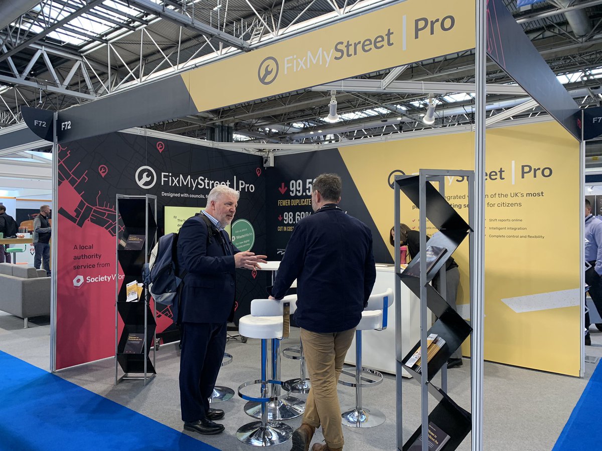 societyworks's tweet photo. It’s day 2 of #HighwaysUK and we’re back at stand F72 talking about FixMyStreet Pro and how it helps councils to handle defect reports in a more efficient and transparent way. 

@HWYSUK #DigitalTransformation #ChannelShift #GovTech https://t.co/GHMxFxXFlc
