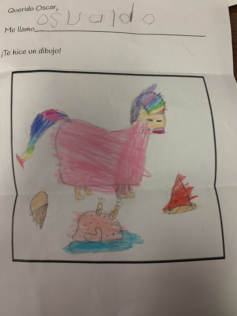 SeaLionLibrary's tweet photo. Pre-K letters to Oscar the Hungry Unicorn.#artists #MyMISD @DoodleDyson @LouCarter240 https://t.co/3Gjng9TGJk