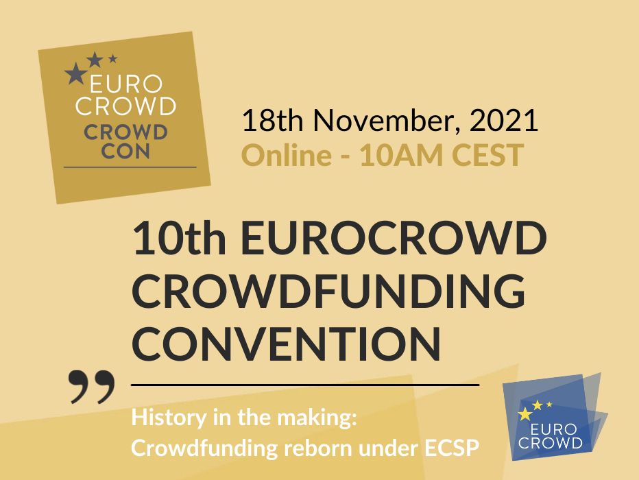 eurocrowd's tweet photo. The 10th #CrowdCon on Nov 18 brings you 3 panels and exclusive discussions with the industry's top experts on the effects the new #ESCP regulation will have on the market. To save your spot at the event, pre-register right now: https://t.co/yqHIwHLlpt https://t.co/aKr9UaHhzF