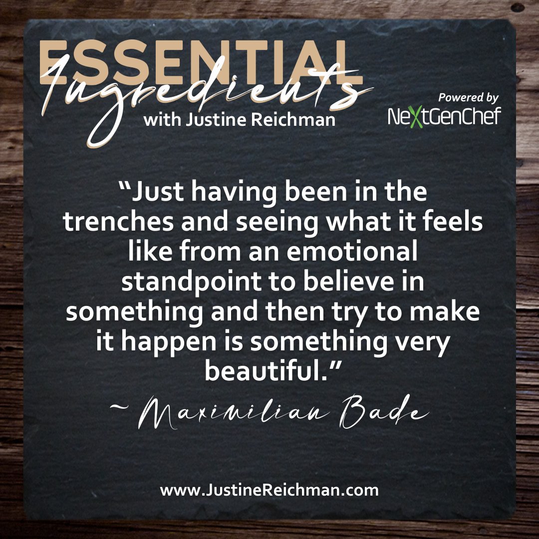 _NextGenChef's tweet image. “Just having been in the trenches and seeing what it feels like from an emotional standpoint to believe in something and then try to make it happen is something very beautiful.” - @MaximilianBade 

justinereichman.com/podcast-episod… 

#venture #purposedriven #passionbusiness #passionproject