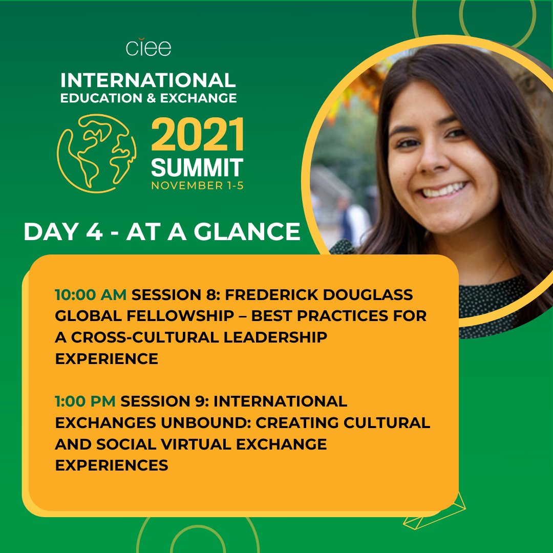 cieeconference's tweet photo. Looking forward to seeing you today at the International Education &amp; Exchange Summit! Sessions start at 10AM EST. To register visit: https://t.co/uPr3S5cbDc⁠

#ciee #cieestudyabroad #cieeconf #internationaleducation #inclusion #studyabroad #exchangeprograms https://t.co/rG9PUSTkgO