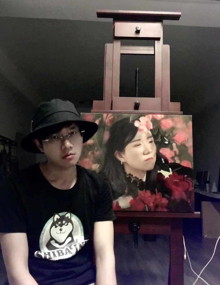 SihuaLiu's tweet photo. Oil painting《Flowery》won the Silver Award of Portrait Competition of  Camelback Gallery https://t.co/guAx2VZuhm