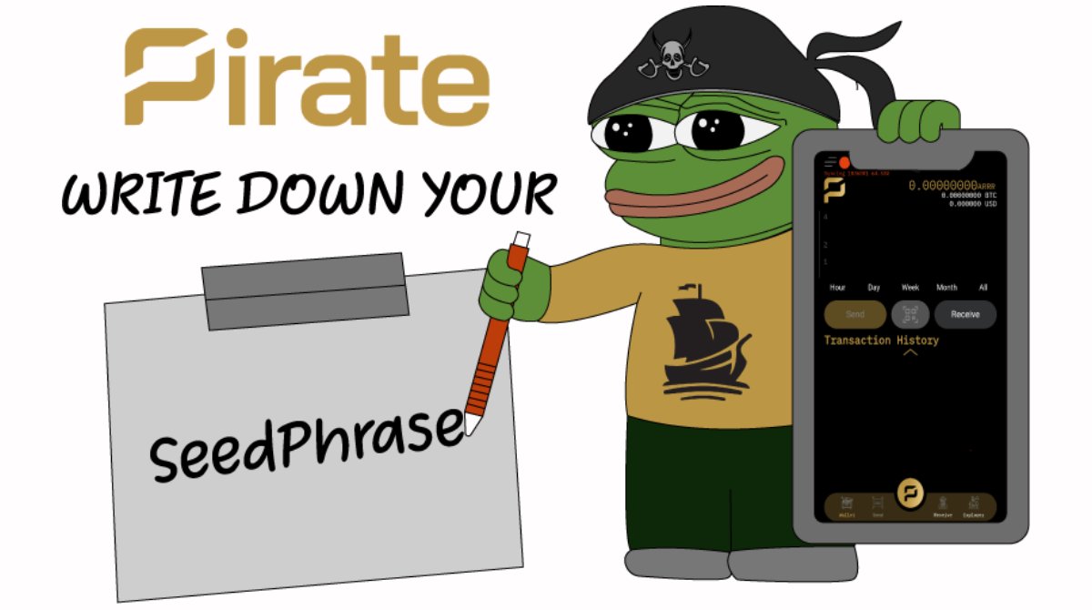 PirateChain's tweet photo. ☠️Always write down and safely store your SeedPhrase.☠️

You will never regret this.

But you will regret not doing it. 🏴‍☠️

https://t.co/muXoIInDvN https://t.co/y42pSe9pSx