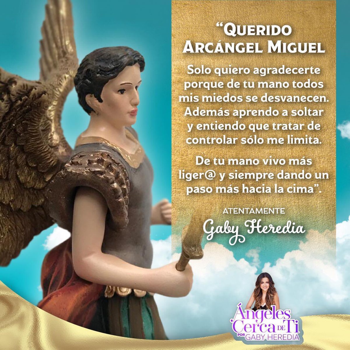Angelcercadeti's tweet photo. Palabras de AGRADECIMIENTO al Arcángel Miguel.
1- Nos ayuda a eliminar miedos. 
2- Nos enseña a soltar y dejar ir. 
3- Nos quita de la mente esa idea de controlar todo. 
4- Nos guía al éxito. 
5- Nos muestra cuál es nuestra misión en la vida. 

Gaby Heredia 
Ángeles cerca de ti https://t.co/d8nwi0Soiv