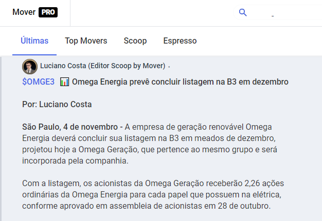 AnaliseEnergia's tweet photo. Omega Energia deve concluir listagem na B3 em dezembro-- temos nota na @MoverTC sobre estreia da nova empresa na bolsa. Elétrica vai incorporar ações da Omega Geração, que anunciou hoje prejuízo de R$25,7mi no 3º tri, afetada pela indisponibilidade de uma usina e inflação #OMGE3 https://t.co/QM1SWhLTba