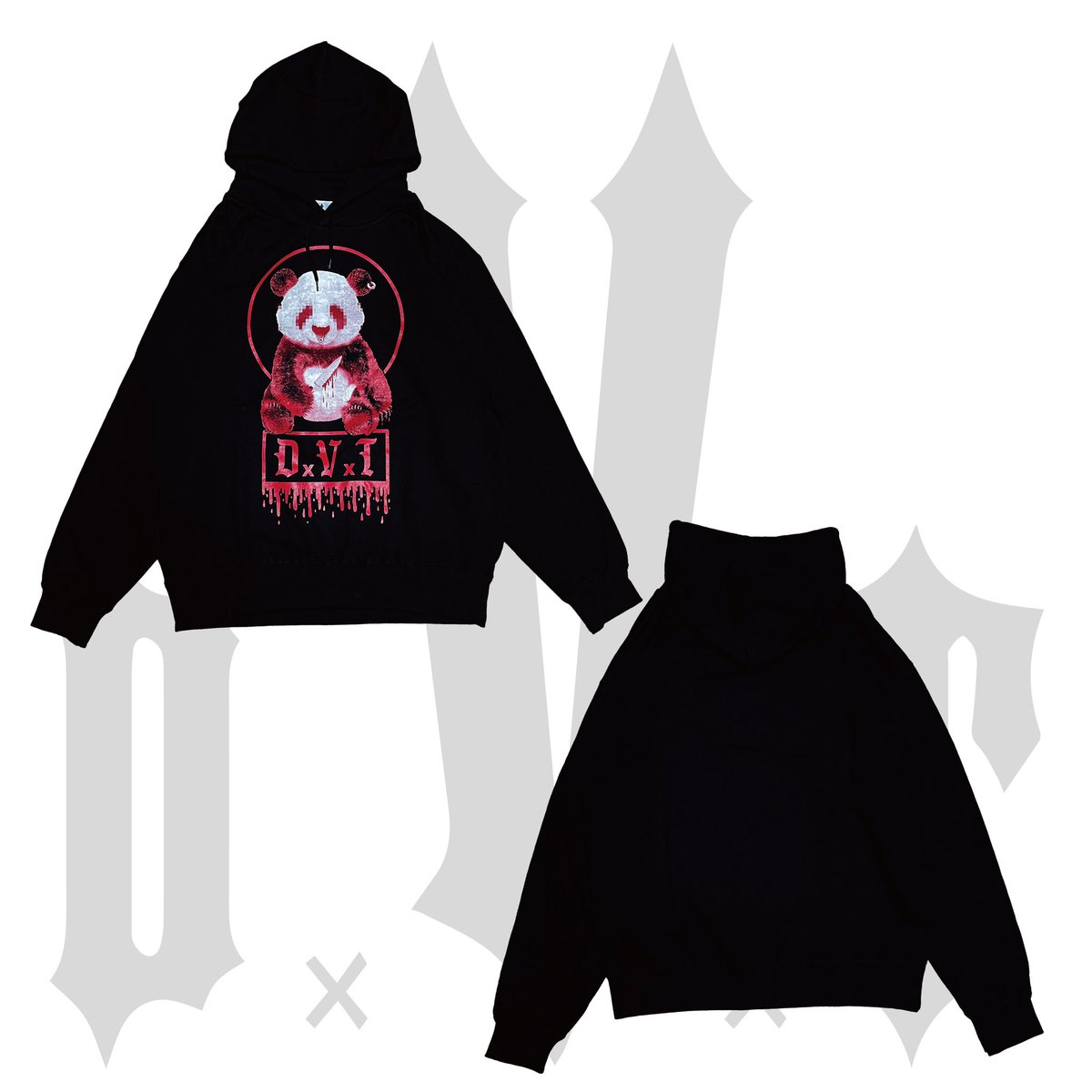 DVT_official's tweet photo. 「Murder panda」パーカー

明日SHIBUYA duo
先行販売開始
10オンス裏毛BIGパーカー
DVT人気デザインを前面に落とし込んだポケットレス仕様

2カラー展開
・ブラック×ホワイトパンダ
・ブラック×レッドパンダ

ユニセックス
ルーズシルエット
着丈77身幅66

特別価格¥6500+tax
（イベントは税込¥6500) https://t.co/BSRlneWbqK