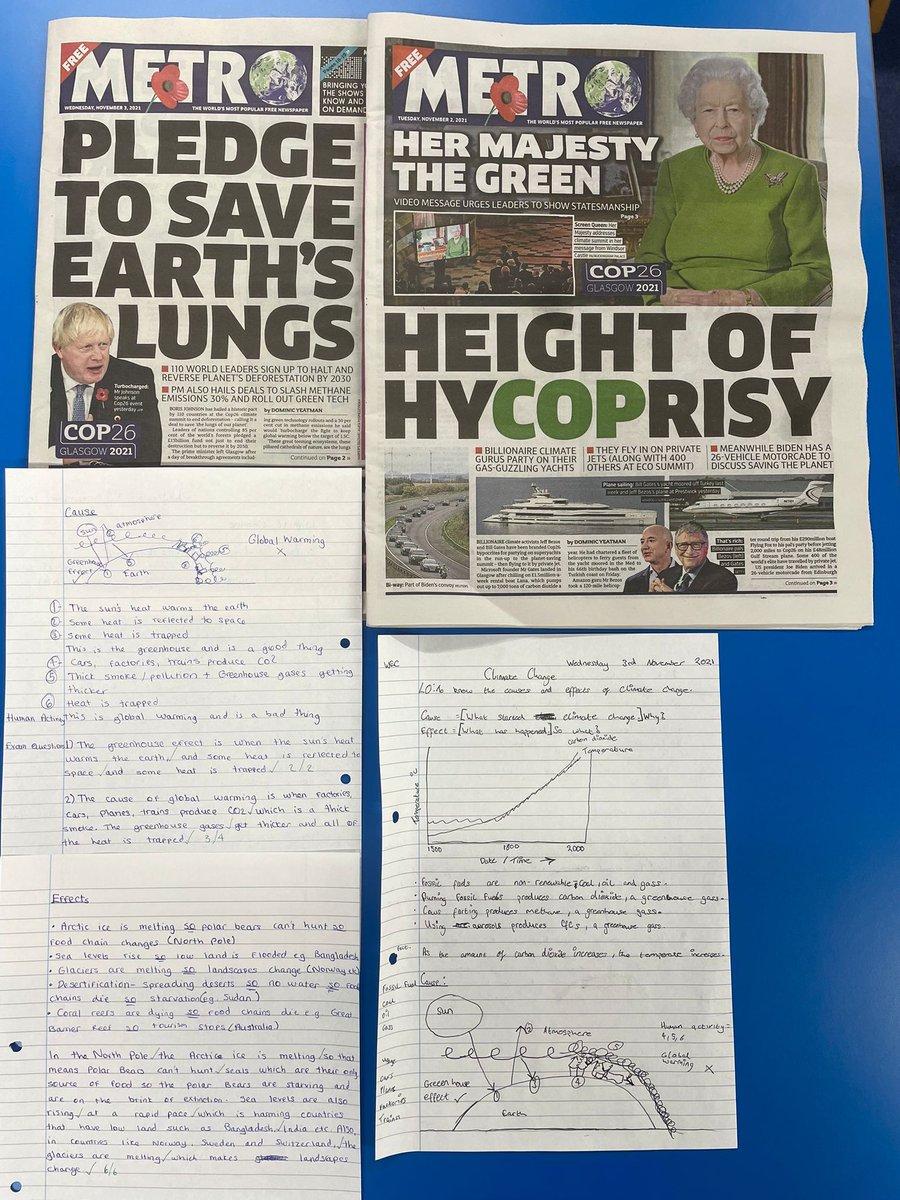 Students at WEC following COP26 and looking at the causes &amp; effects of climate change.