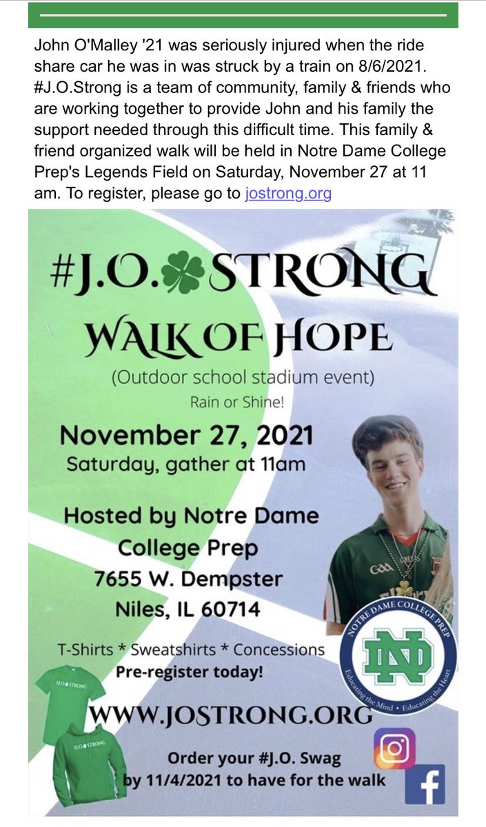 NDCP_Football's tweet photo. Get your JOStrong swag today. John O’Malley. Walk of Hope. Please help spread the word to support Johnny and his family. 🙏
#jostrong https://t.co/551d7zFoxs
