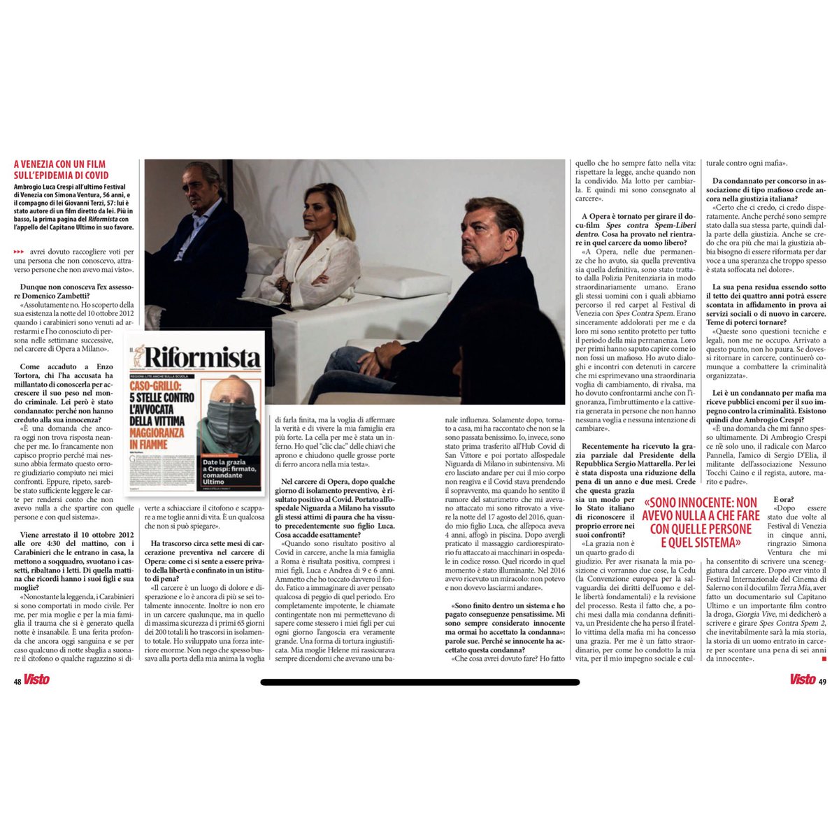 AmbrogioCrespi's tweet photo. Una lunga #intervista con Luigi Nocenti pubblicata oggi su #Visto. Il racconto della mia vicenda giudiziaria, del mio lavoro, della mia famiglia. #AmbrogioCrespi #Giustizia https://t.co/Spt0HyL7Jl