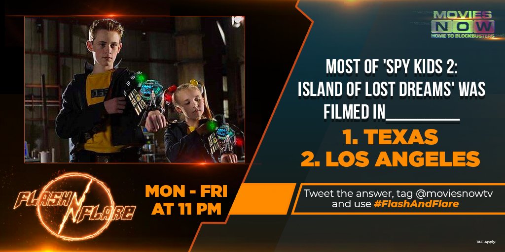 moviesnowtv's tweet photo. #ContestAlert
Hint: It's the second largest U.S. state. Tweet the correct answer, tag @moviesnowtv, use #FlashAndFlare and stand a chance to win exciting prizes. Tune in to Movies Now and watch 'Spy Kids 2: Island of Lost Dreams', tonight at 11 PM.
*T&C apply https://t.co/ut37JhaOOw