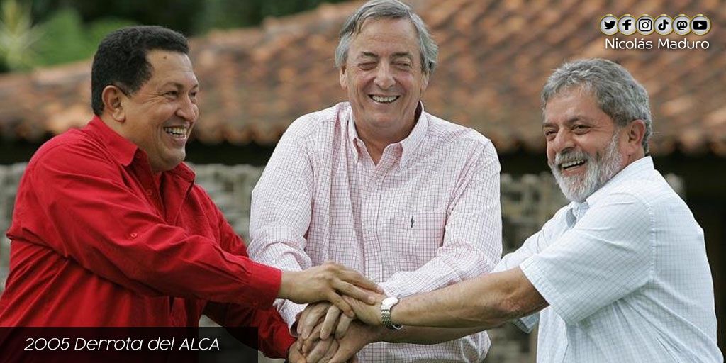 La Patria Grande recuerda a los Gigantes Chávez, Lula, Tabaré y Kirchner, hace 16 años, cuando en la Cumbre de las Américas derrotaron el ALCA; intento de neocolonización de los EE. UU. contra los pueblos de América. Seguiremos defendiendo la dignidad y la autodeterminación.