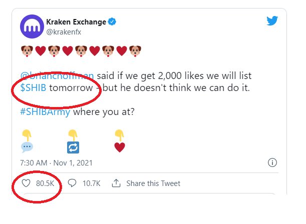 WatcherGuru's tweet photo. Hey @krakenfx, what’s the deal? Wen $SHIB? 

A promise is a promise… https://t.co/bfy144CjBV