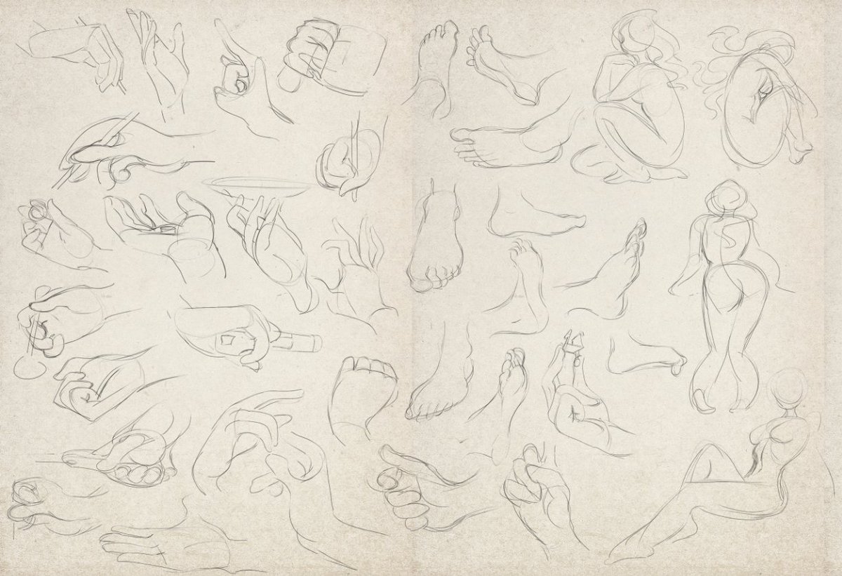 andaerz_3D's tweet photo. #DailyStudy #1 - Haven't been doing any studies in a long time and thought it would be nice to try and make a daily habit for it. 
For today just tried doing some gesture sketches, a little rusty, and have never actually done hands and feet in a gestury method, but they're nice. https://t.co/IIeumQf9Dd