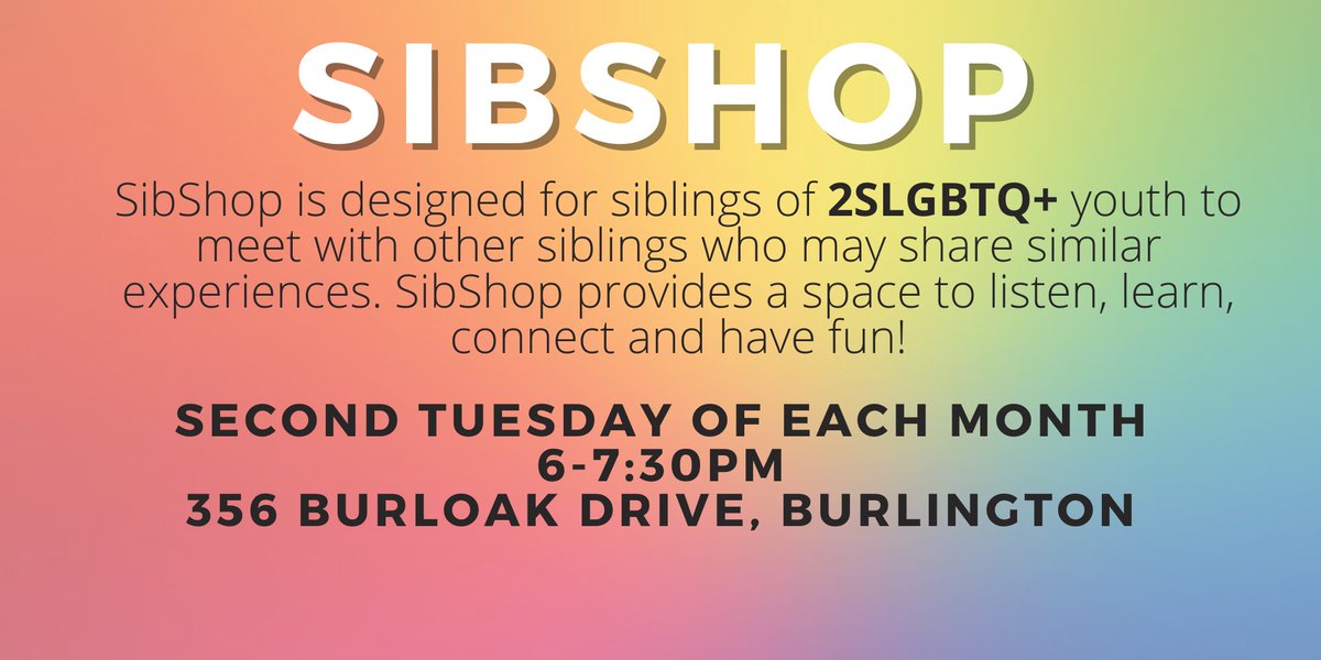 SibShop is designed for siblings of 2SLGBTQ+ youth to meet with other siblings who may share similar experiences. SibShop provides a space to listen, learn, connect, and have fun!
Registration is required for this offering. Please contact psncoordinator@rockonline.ca to inquire.