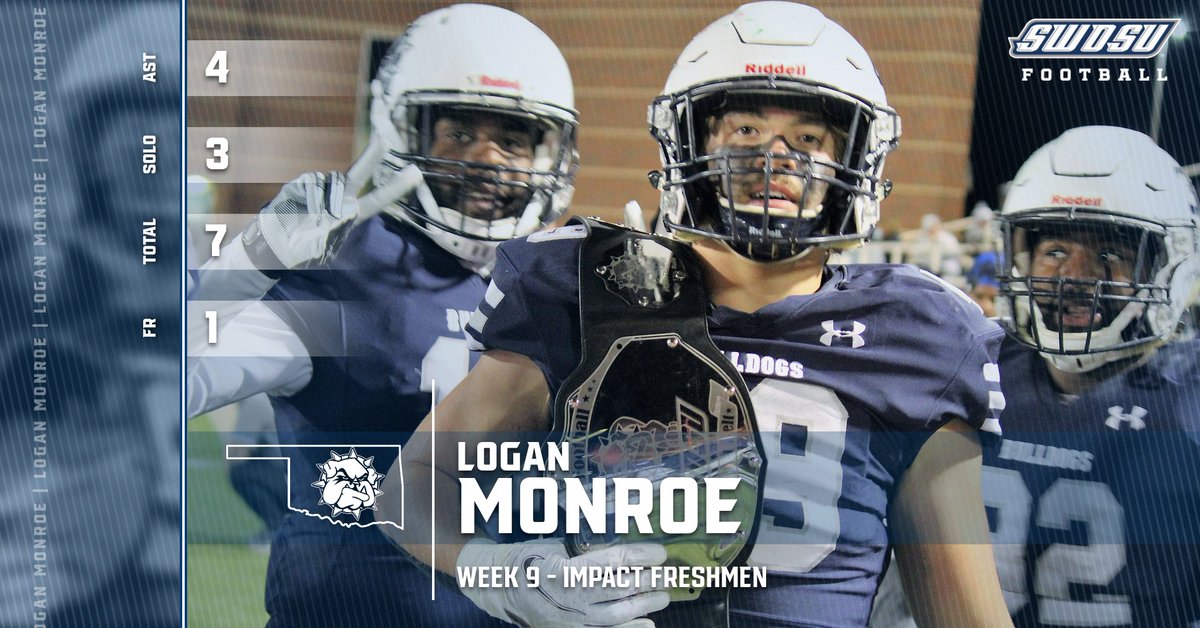 SWOSUFootball's tweet photo. Week 9⃣ #IMPACTfreshman
@LoganMonroe88
#SpotTheBall https://t.co/tUsGI3oCeg