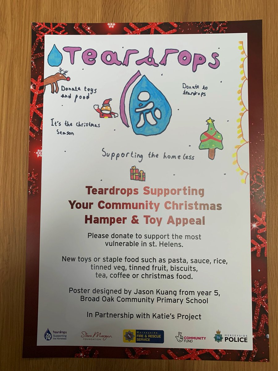 TeardropsOrgUK's tweet photo. In October we asked 4 schools we support to get involved with our Christmas Appeal.

We asked for a poster for our Christmas appeal donation boxes.

Our overall winner as voted for by you is Jason Kuang from Broad Oak Community Primary. 

Thank you from everyone at Teardrops 💜💙 https://t.co/FsI4V06hwr