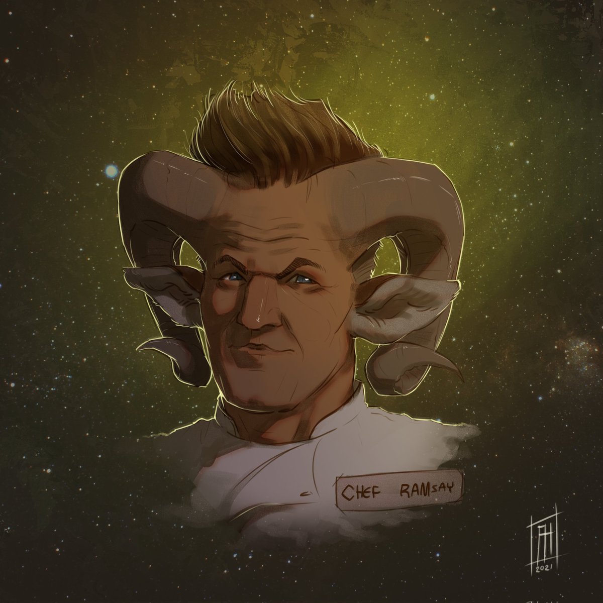 FinnHeasman's tweet photo. Sometimes I don't think I should be allowed to make art.

Say hello to the god of cuisine, Gordon Ram-say the satyr https://t.co/lDndI84yn6
