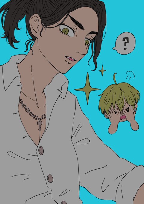 #東卍FA 
お誕生日のセクシーバジサァン
線画のが良いカモ…
誰か暇な人塗り絵してくれたりすると喜ぶ…✨🥺 