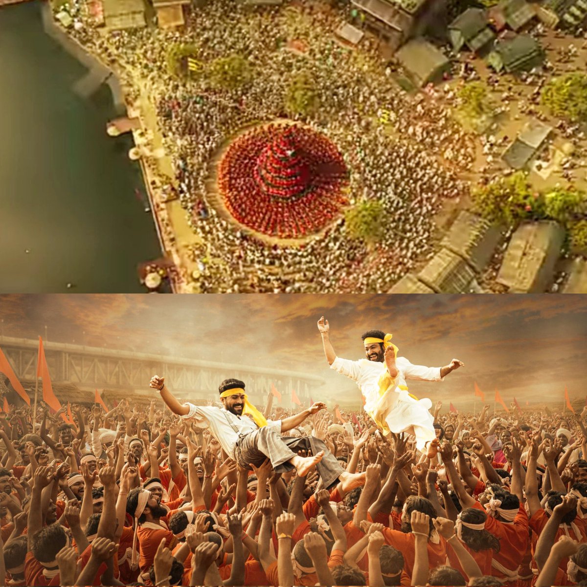 EV9999_Tarakian's tweet photo. Dance number loading anta ga happy ga undandi… @RRRMovie 🥲 
making up 3 years of dry spots 😍
@tarak9999 @AlwaysRamCharan @ssrajamouli @DVVMovies #KomaramBheemNTR #RRRGimpse #ManOfMassesNTR https://t.co/LpDRmibsxE