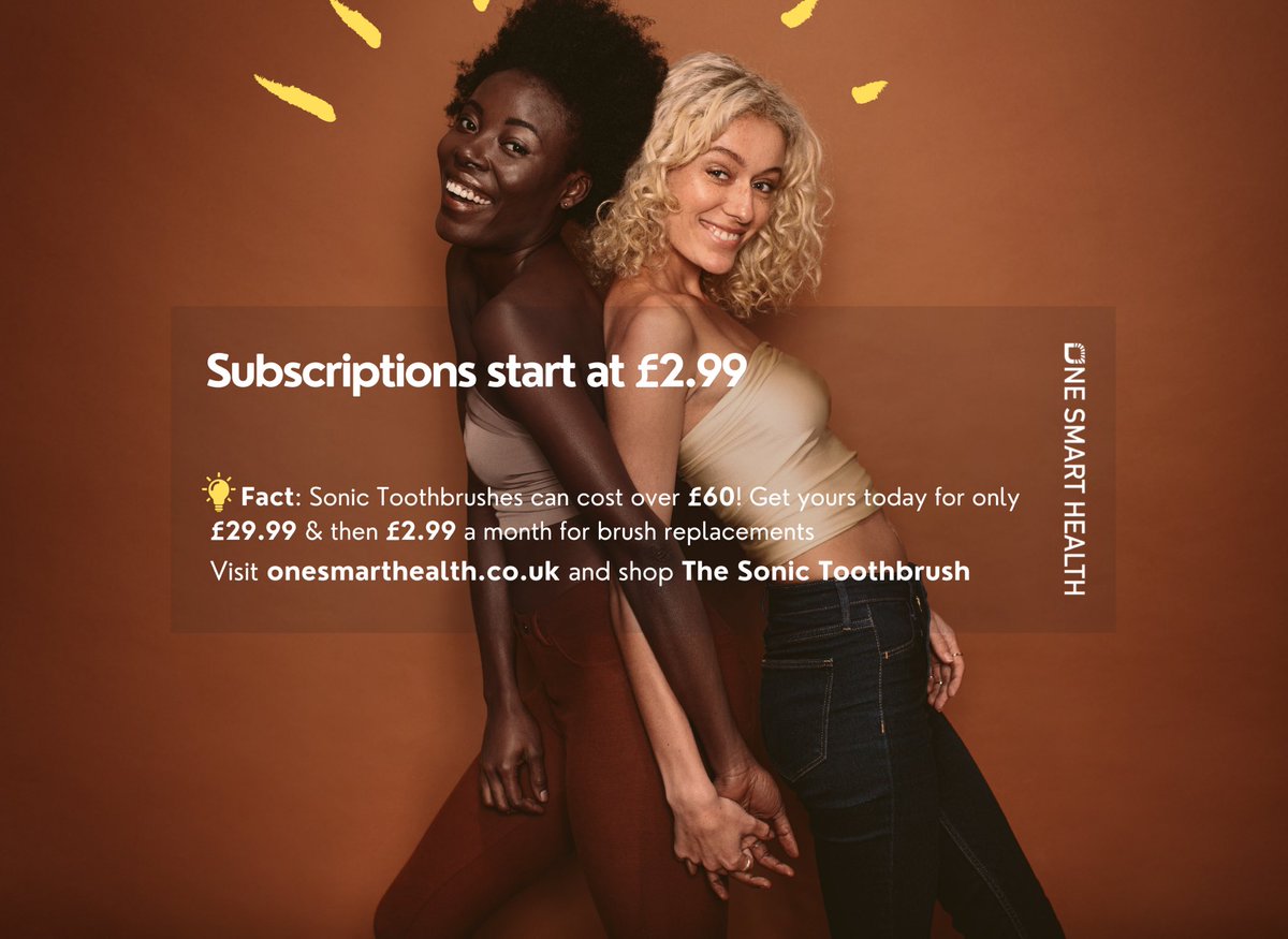 Did you know that #Sonic #Toothbrushes can cost well over £60!?🤯

Not anymore. 

#Subscribe to our intelligent sonic #toothbrush today for only £29.99, and then £2.99 a month for replacement heads 

onesmarthealth.co.uk 

#PearlyWhites4Life 🦷✨
#StudentDiscount #FreeDelivery