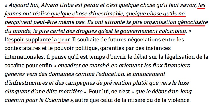 Entretien de <a href="/ElQueLosDELATA/">Daniel Mendoza Leal - Delator</a> par <a href="/lundimat1/">lundimatin</a> (datant de Juillet)

<a href="/LeMediaTV/">Le Média</a> <a href="/legrandsoir/">Le Grand Soir</a> <a href="/les2rives_info/">Les 2 Rives</a> <a href="/lvslmedia/">Le Vent Se Lève</a> <a href="/vecumedia/">Vécu</a> <a href="/blast_france/">BLAST, Le souffle de l'info</a> <a href="/elucid/">ÉLUCID</a> <a href="/thinkerview/">hanis</a> <a href="/Hors_Serie_ASI/">Hors Série</a> <a href="/LabasOfficiel/">Là-bas si j'y suis</a> <a href="/joursheureux_on/">Les Jours Heureux</a> <a href="/LeMondeModerne_/">Le Monde Moderne</a> invitez-le à l'occasion.

lundi.am/Colombie-Danie…