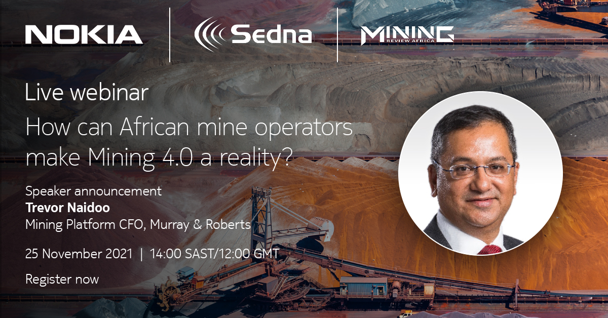MiningReview's tweet photo. Have you heard?
Mining Review Africa, @nokiaindustries, and their partner Sedna are bringing you an unforgettable webinar! Join us and expert Trevor Naidoo on the 25th of November!
Register here to join https://t.co/x1zhCpAuW1
#DigitalTransformation #Mining40 #NoBoundaries https://t.co/4W5NxOx0cX