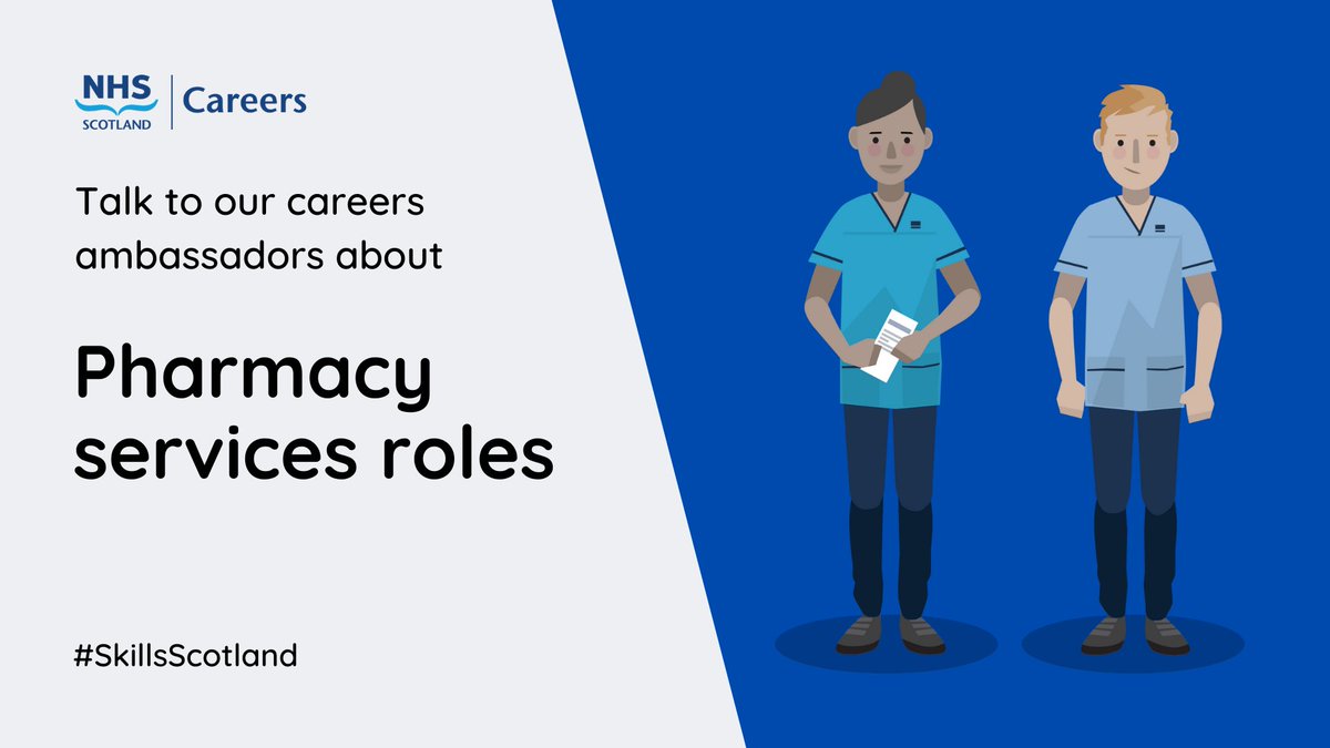 📢Careers event📢
We'll be at this year's <a href="/SkillsScotland/">SkillsScotland</a> online careers event for 14 to 24-year-olds on 16 November. Visit our chat room at 1:30pm to talk to us about careers in pharmacy. Book your free place 🔗 ow.ly/qlXT50GFWeO #SkillsScotland #NHSScotlandCareers