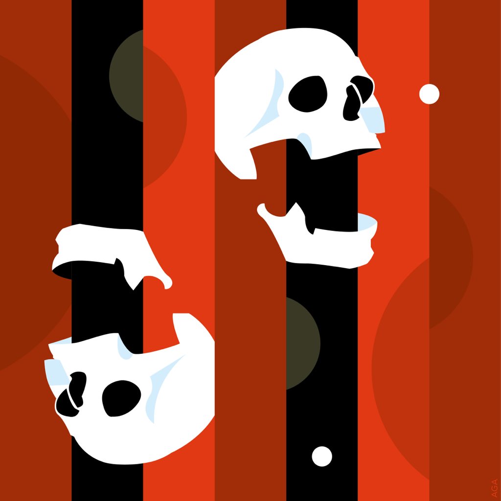 Skulls pairing. Series. playing with the shapes of skulls as the basis of timeless life. in each of us there is something wild, in each beast we see the reflection of something human. we are very different but coexist in a general coordinate system. @SKULL_CREATIONS