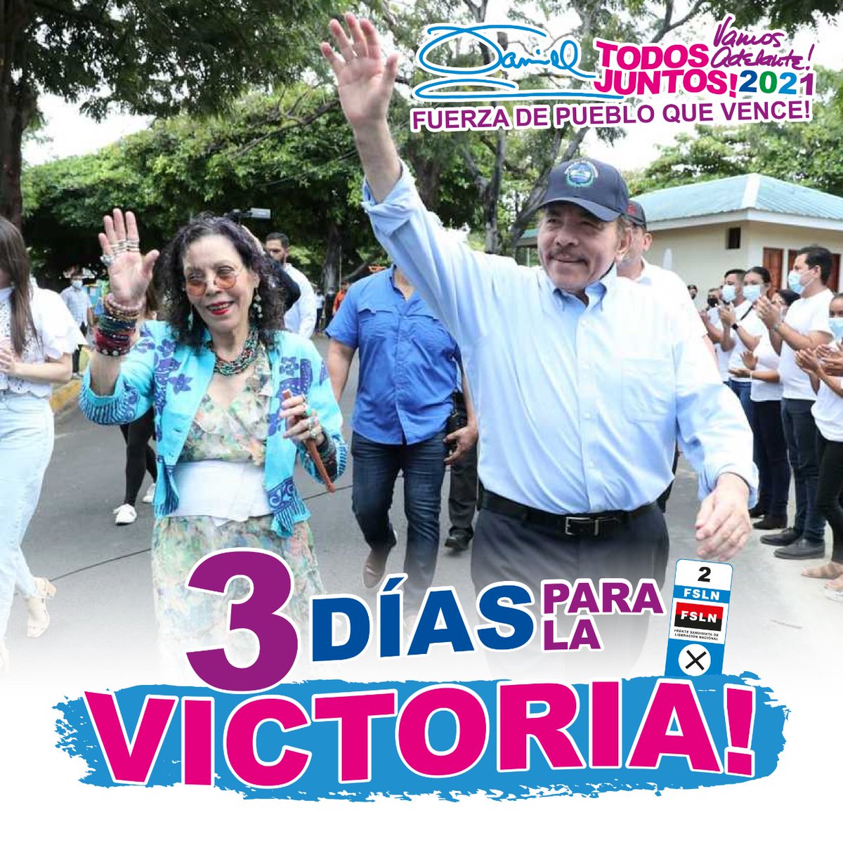 A tres días para ratificar el triunfo del pueblo de #Nicaragua. Seguimos avanzado hacia la prosperidad, la paz y la unidad. ¡ Viva el Cmdte.Daniel! ¡Viva la Cra Rosario! ✊ 🗳✌️ 🇳🇮 ❤️ 🖤

#DerechoUNANLeon
#NoviembreVictorioso
#LeonRevolucion