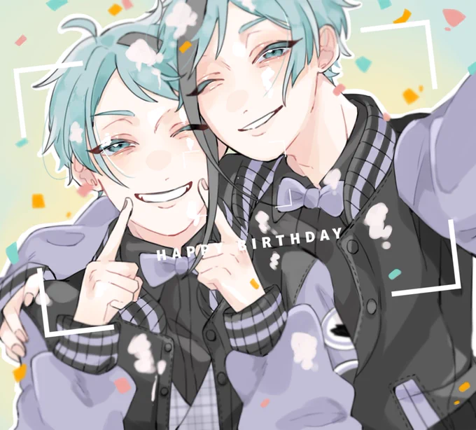#フロイド・リーチ誕生祭2021
#ジェイド・リーチ誕生祭2021 
明日朝早いのでフライングですがお祝いさせてくださいッッッ!
2人ともお誕生日おめでとう!!
今年も元気に陸を満喫してね〜☺️💓 