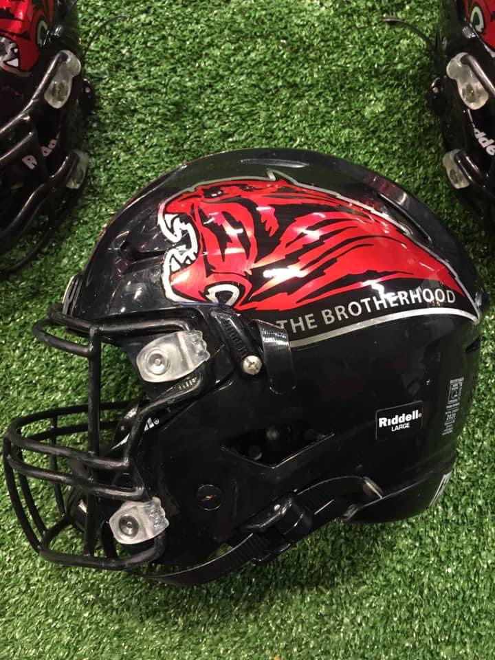LamarTigersFB's tweet photo. Players woke up to brand new helmet decals. They have “Earned their Stripes.” Now onto the next goal! Big Thank You to Tim Riegel and all the Senior Dads that continue this awesome tradition! #BrotherhoodStrong🐅🏈 https://t.co/N8zQQbPi9i