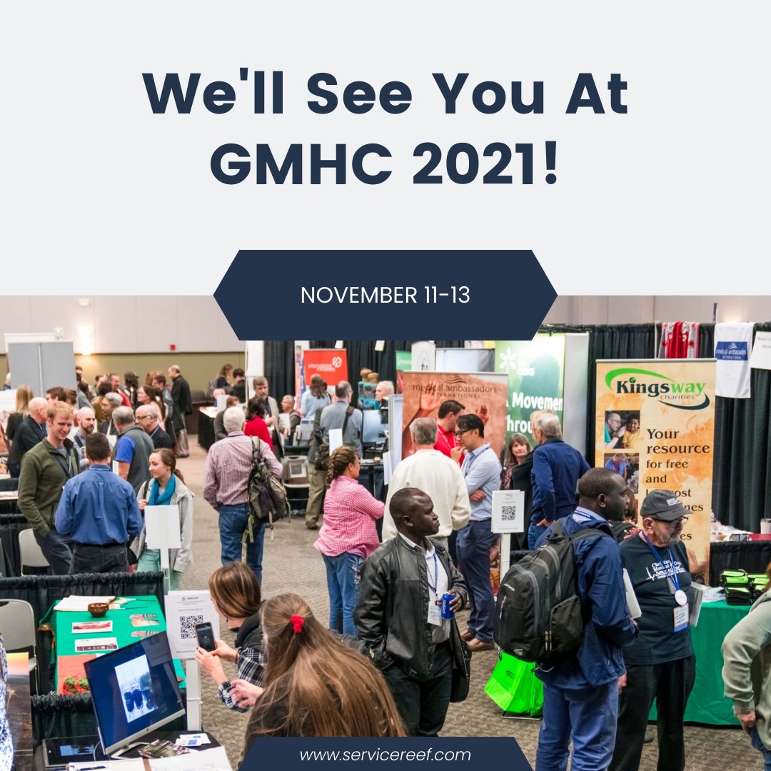 ServiceReef's tweet image. We are 1 week away from #GMHC2021! For 10 years now ServiceReef has had the privilege of growing, supporting and partnering with GMHC. Out of those 10 years, this is by far our most exciting year! Our team can&apos;t wait! #medicalmissions #GMHC