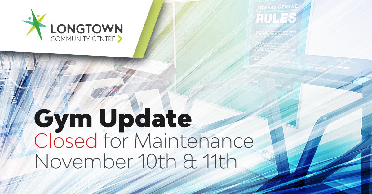 The gym will be closed Wednesday, November 10th and Thursday, November 11th due to a thermal suspended ceiling being installed. Apologies for any inconvenience caused 

- The Longtown Team