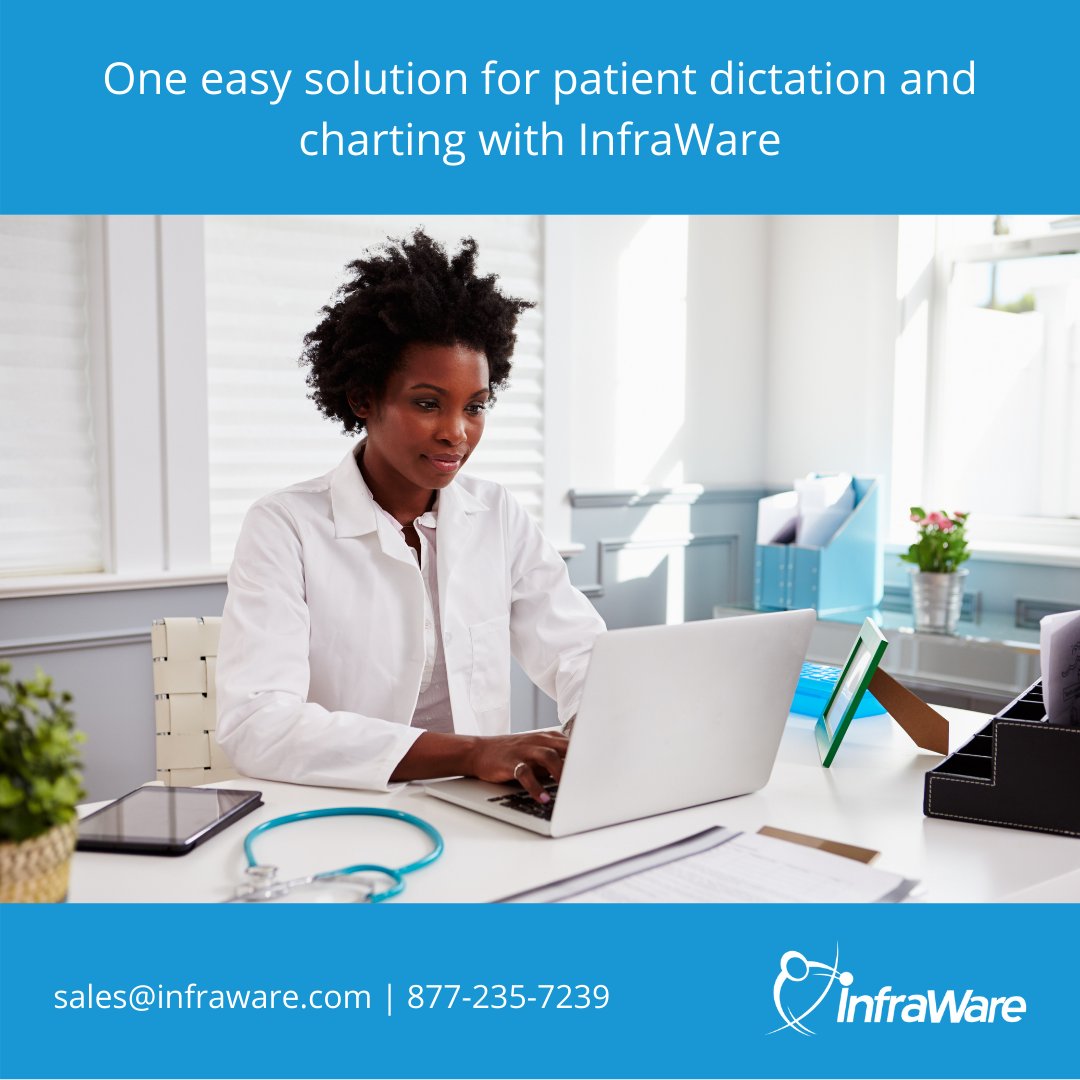 infraware360's tweet photo. With InfraWare there is one easy solution for patient dictation and EMR charting. Watch our video at the link below to learn how we can enable your practice. For more info, email sales@InfraWare.com or call 877-235-7239.
https://t.co/c4zZ5Nj4cD
#InfraWare #enable #enabledby ... https://t.co/Rfe1xmNRDF