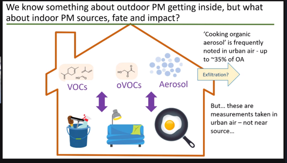 jimmcquaid's tweet photo. Graduate students cooking stir fry and using a variety of cleaning products as part of the #HomeChem indoor air study - Great talk by @ChemDelphine to kick off the @AerosolSociety annual meeting https://t.co/SF753r4zGn