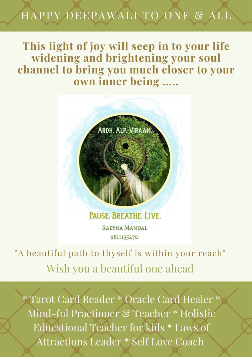 ArdhaAlpViraam's tweet photo. Happy Deepawali to all my lovelies
¶
¶
#lawsofattractions #tarotreading #oraclehealing #chakraaligning #selflovecoach #mindfulteacher
@Nomads_rantings https://t.co/GtzInB0fN7