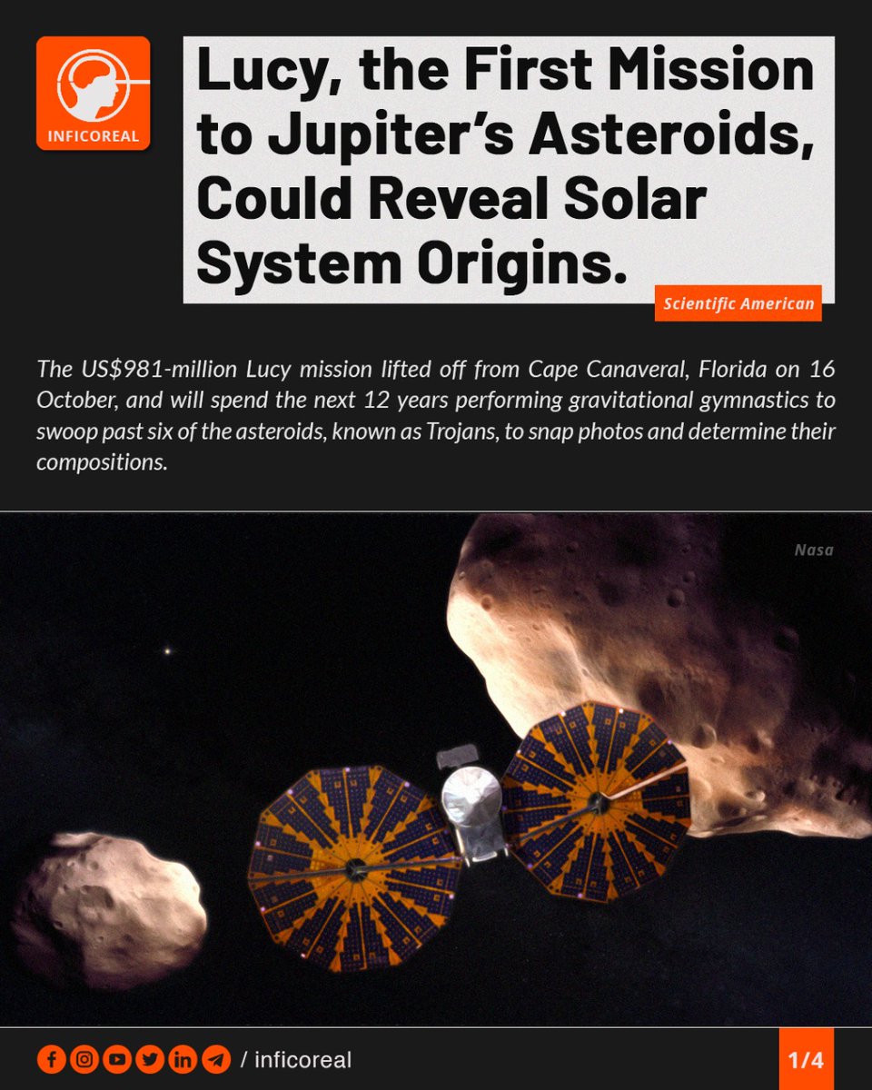 inficoreal's tweet photo. Lucy the first mission to Jupiter's asteroids, could reveal #solar system orgin.
#inficoreal

https://t.co/UoF8hXD2eE I https://t.co/1HKgAoFhOa I https://t.co/R3LpB0nJiI I https://t.co/disgRJFvE8 | https://t.co/yTgF3V0Y4C | https://t.co/KtxAr5Tt22
#space #research https://t.co/8H8w09VO3q