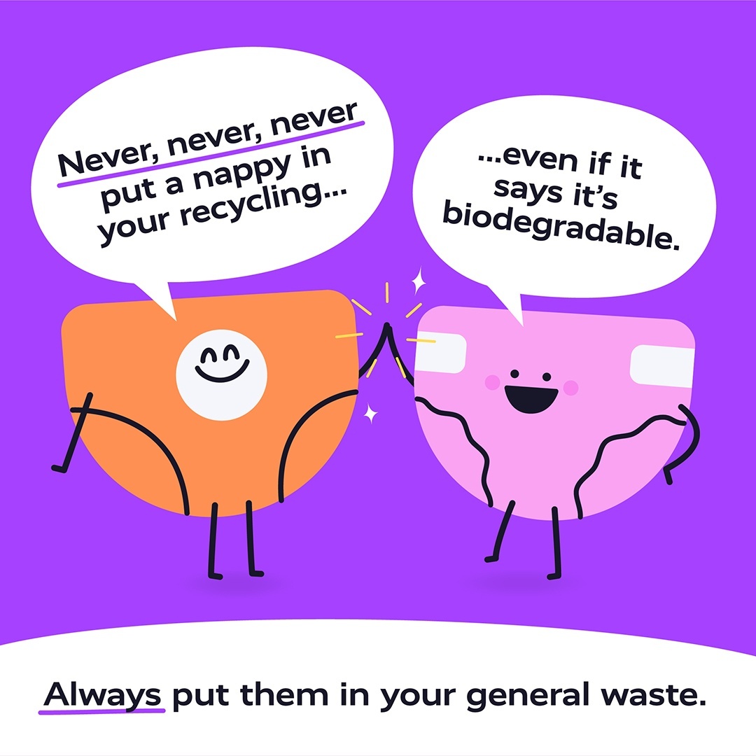 Did you know a nappy is not recyclable?!

Many residents are still putting nappies in with their recycling. 

Please remember to always put nappies in your general waste.

#Kentrecycles #KentDoes