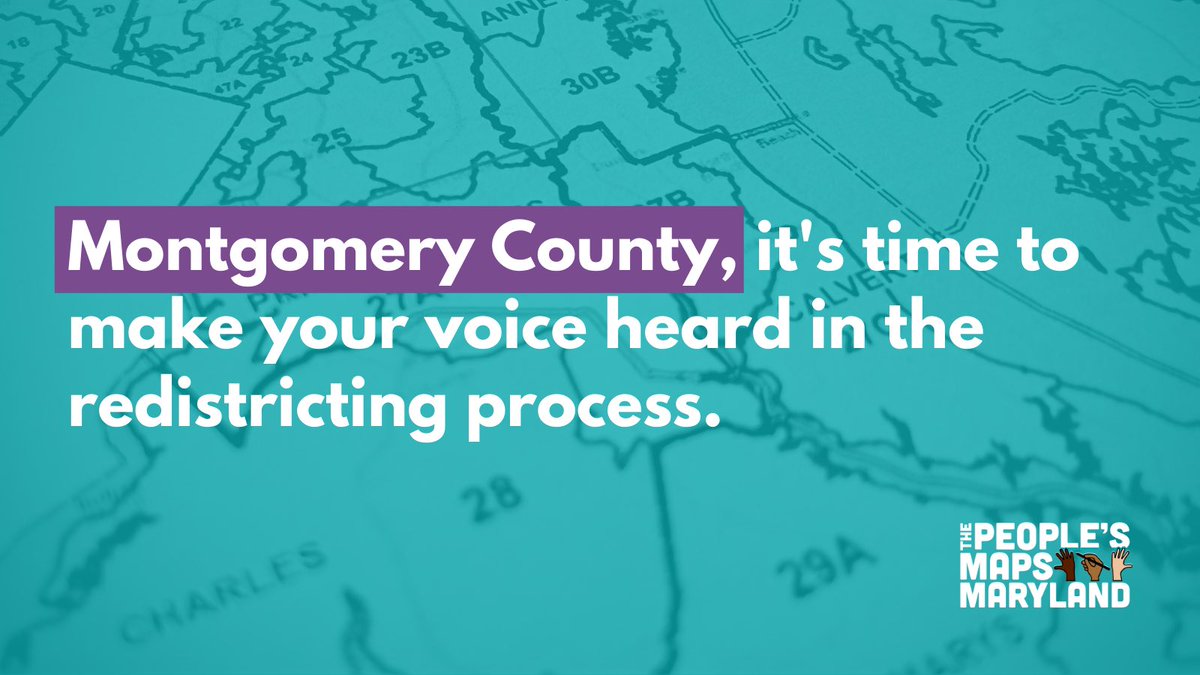 PeoplesMapsMD's tweet photo. 🗣Montgomery County — the Legislative Redistricting Commission wants to hear from you.

Make your voice heard this Friday, Nov. 5th, from 6-8pm at Univ. of Shady Grove Conf Center. (Building 4, Rm. 201)

More info: https://t.co/Ws9eA9eEia
#FairMaps #MDpolitics #MDGA22 https://t.co/L4tmxbPOjM