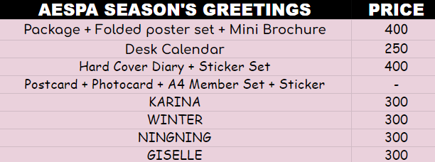 _tokkinabi's tweet image. wts.lfb
Aespa Season Greetings 2022 Tingi PH GO

DP on or Before Nov 9 sana. 

Possible ETA February 2022
Need to take all before opening another set.

Prices on the pictures. 
mine or dm to avail
pahelp rt or heart. thank u 🥺🥰

I VOTE #MAMAVOTE #aespa 
@aespa_official