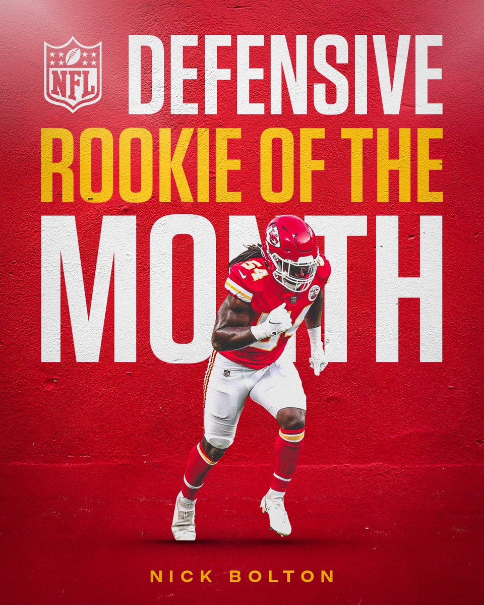 Chiefs's tweet photo. Defensive beast 😤 Congrats @_nickbolton2! https://t.co/xgD6cPOkQy