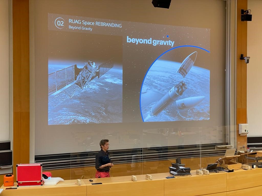 RUAG_Int's tweet photo. On Tuesday, @DeborahMller8, Director #Innovation &amp; Business Development, attended the @ETH lecture series "Space research and #exploration" as a speaker. 
The event was moderated by Prof. Sascha Quanz, initiated by @ArisSpaceCh and supported by @SpaceInnovCH 🚀🪐 #StayCurious https://t.co/HMK5hC3HEf
