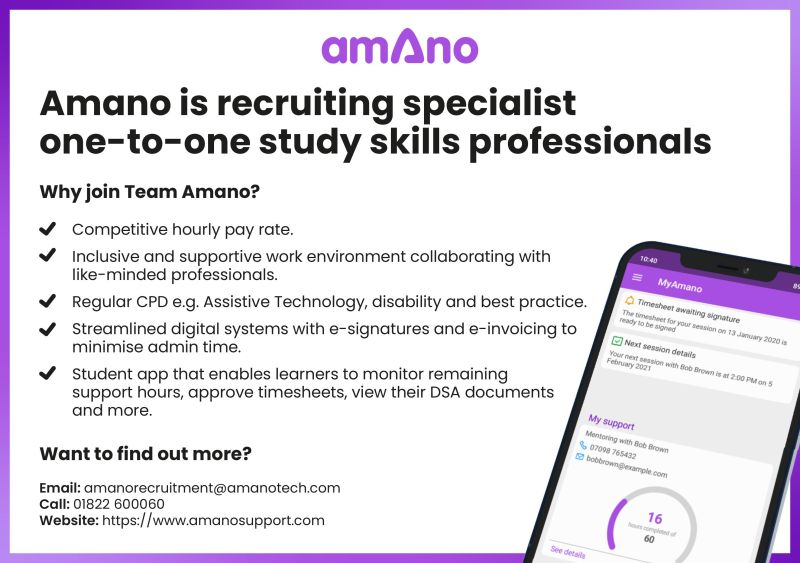 AmanoSupport's tweet photo. Interested in joining the Amano team? We are looking for specialist one-to-one study skills professionals in the Plymouth area. Sound interesting? Check out the full job description here 👉https://t.co/7DlWm7Omzi

#DSA #Recruitment #Plymouth #StudentSupport #StudySkills https://t.co/8h3cfCR1tH