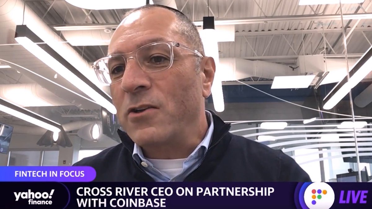crossriverbank's tweet photo. CEO, @GillesGade on #CrossRiver’s longstanding partnership with @coinbase and our plans to continue to facilitate the acceleration of #digitalassets. #CryptoAtCrossRiver @YahooFinance https://t.co/PAI98WT02b