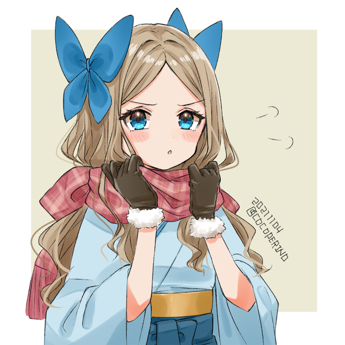 「blue eyes fur-trimmed gloves」 illustration images(Latest)