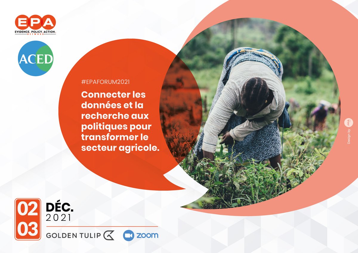 acedafrica's tweet photo. We are very thrilled to announce the #EPAFORUM2021.
Join us on December 2-3, 2021 at Golden Tulip Hotel, Cotonou and online to discuss how to connect data and research to policy to transform the agricultural sector.
Read more 👉 https://t.co/PWYNbITwmO https://t.co/DihiB3NJov