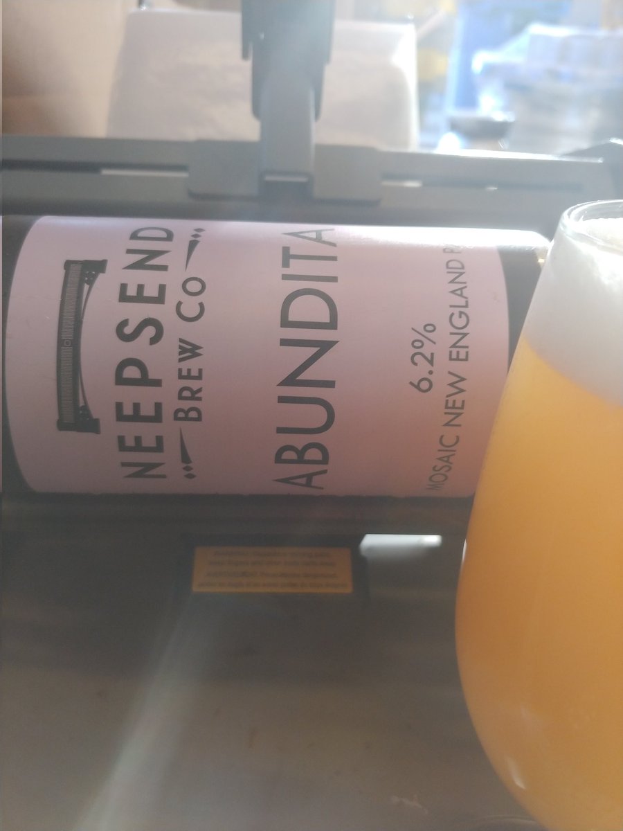 Nicked straight off the canning line! (Sometimes it pays to be the annoying part-timer!)
Abundita, 6.2% New England, full bodied, full of tropical Mosaic flavours and a toasted oat, biscuity finish! Get them while they're unbelievably fresh! <a href="/NeepsendBrewCo/">Neepsend Brew Co</a>