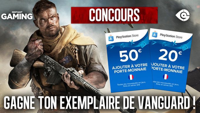 CoDQG_'s tweet photo. 🍀 CONCOURS 🍀

Gagne 70€ de cartes PSN pour t'acheter #Vanguard !
🔄RT
✅ Follow @CoDQG_ &amp; @InstantGamingFR 
📍Tag un pote avec qui tu vas laver les lobbys

TAS le 7 nov 2021 - 18h. https://t.co/tHao8DOJQr